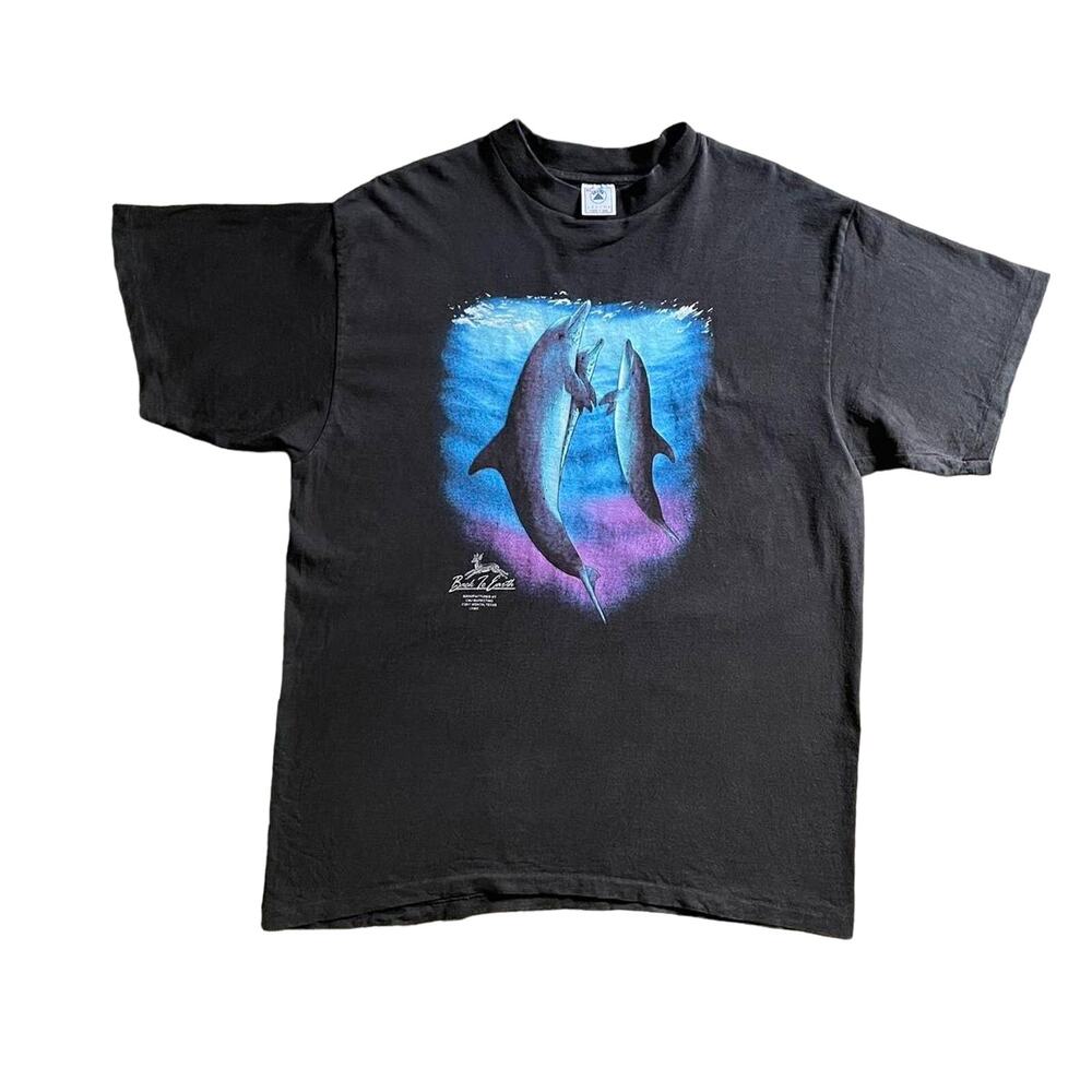 Vintage 1992 CMJ Marketing Back To Earth Collection Dolphins Nature T-shirt XL